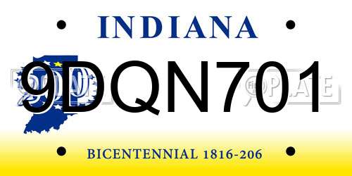 9DQN701 Indiana License Plate