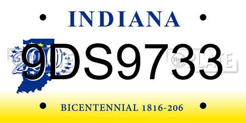 9DS9733 Indiana License Plate