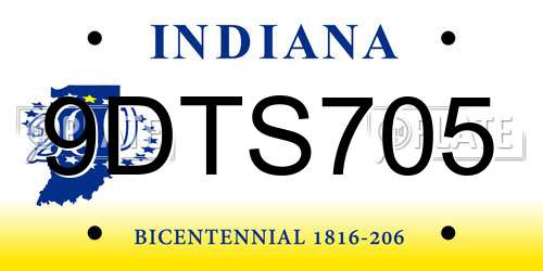 9DTS705 Indiana License Plate