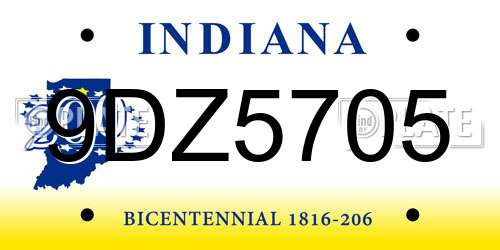 9DZ5705 Indiana License Plate