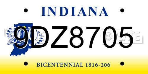 9DZ8705 Indiana License Plate