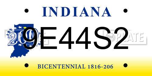 9E44S2 Indiana License Plate