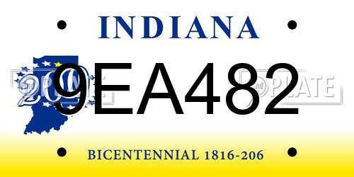 9EA482 Indiana License Plate