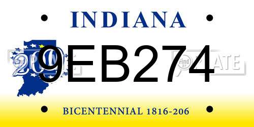 9EB274 Indiana License Plate