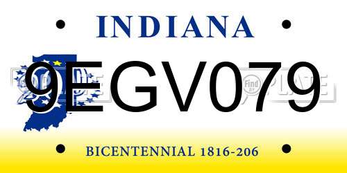 9EGV079 Indiana License Plate