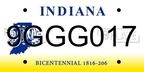 9GGG017 Indiana License Plate