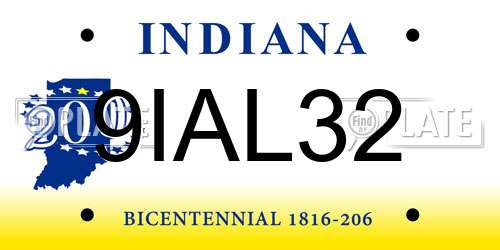 9IAL32 Indiana License Plate