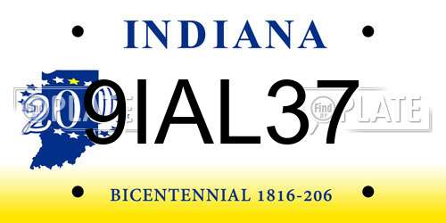 9IAL37 Indiana License Plate
