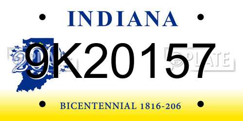 9K20157 Indiana License Plate