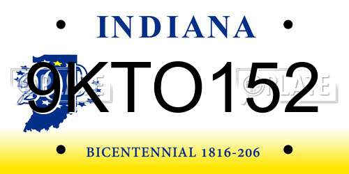 9KTO152 Indiana License Plate