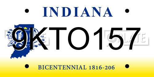 9KTO157 Indiana License Plate