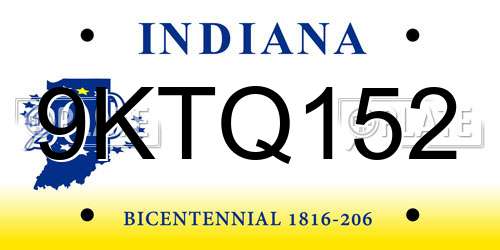 9KTQ152 Indiana License Plate