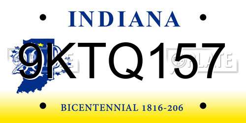 9KTQ157 Indiana License Plate