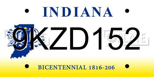 9KZD152 Indiana License Plate