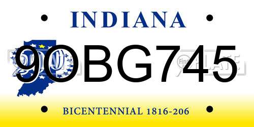 9OBG745 Indiana License Plate