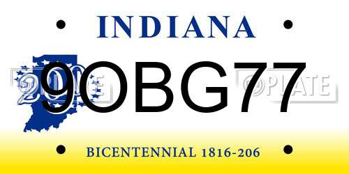 9OBG77 Indiana License Plate