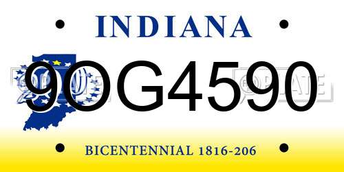 9OG4590 Indiana License Plate
