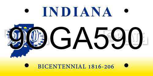 9OGA590 Indiana License Plate
