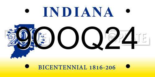 9OOQ24 Indiana License Plate