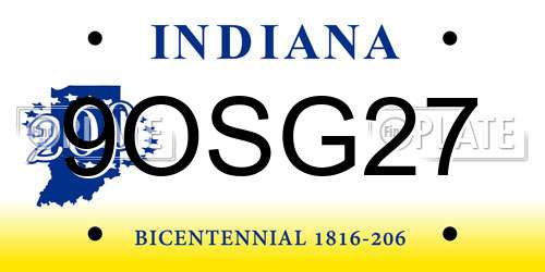 9OSG27 Indiana License Plate