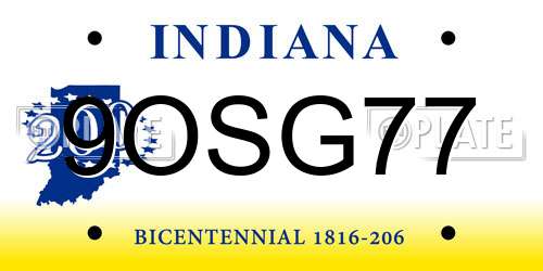 9OSG77 Indiana License Plate