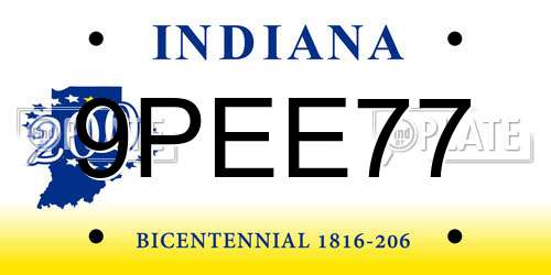 9PEE77 Indiana License Plate