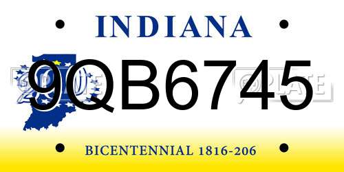 9QB6745 Indiana License Plate