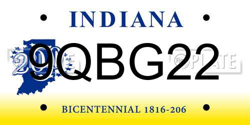 9QBG22 Indiana License Plate