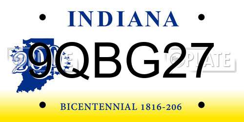 9QBG27 Indiana License Plate