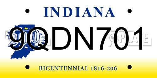 9QDN701 Indiana License Plate