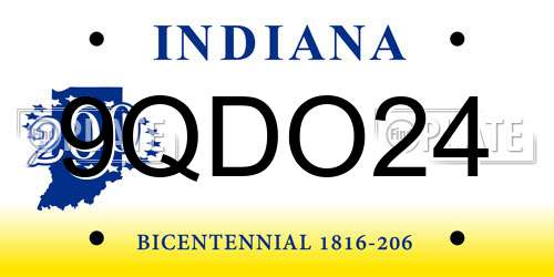 9QDO24 Indiana License Plate
