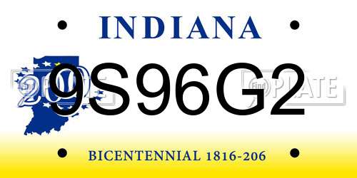 9S96G2 Indiana License Plate