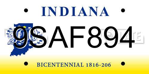 9SAF894 Indiana License Plate