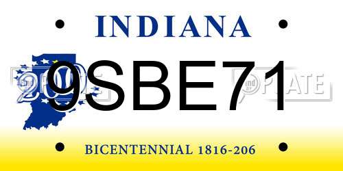 9SBE71 Indiana License Plate