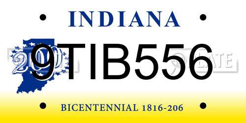 9TIB556 Indiana License Plate