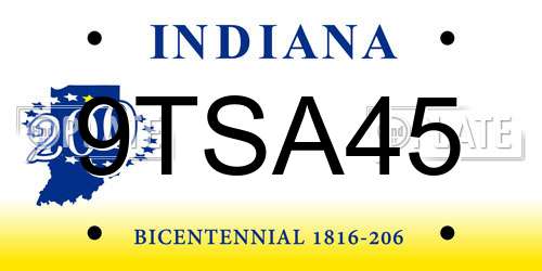 9TSA45 Indiana License Plate