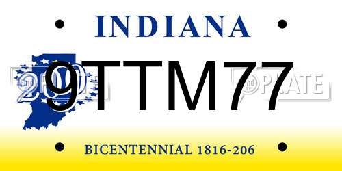 9TTM77 Indiana License Plate