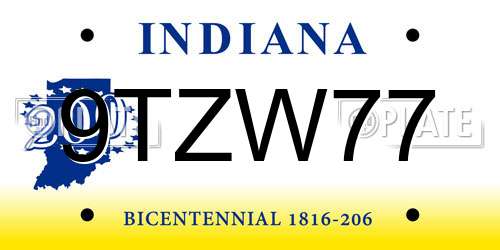 9TZW77 Indiana License Plate