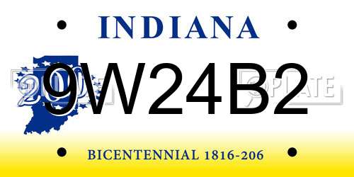 9W24B2 Indiana License Plate