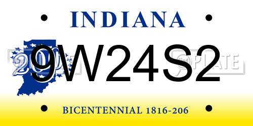 9W24S2 Indiana License Plate