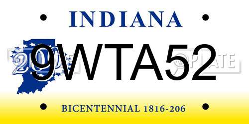 9WTA52 Indiana License Plate