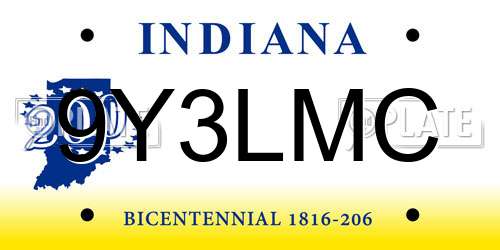 9Y3LMC Indiana License Plate