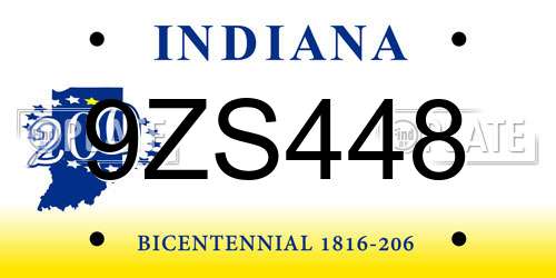 9ZS448 Indiana License Plate