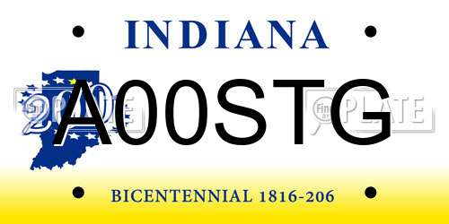 A00STG Indiana License Plate