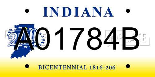 A01784B Indiana License Plate