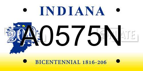 A0575N Indiana License Plate