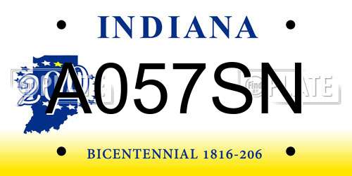 A057SN Indiana License Plate