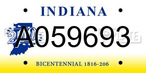 A059693 Indiana License Plate