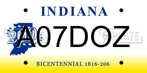 A07DOZ Indiana License Plate