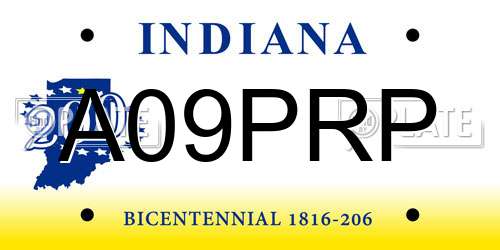 A09PRP Indiana License Plate
